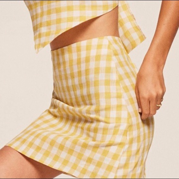 gingham mini skirt yellow